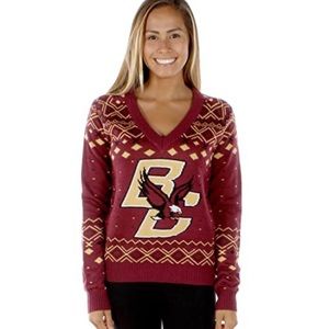 Women's V-Neck Sweater - Maroon and Gold
